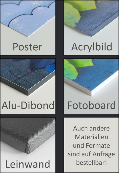 Motivations-Wandbild-Materialien-Poster-Acrylbild-AluDibond-Fotoboard-Leinwand-Vergleich